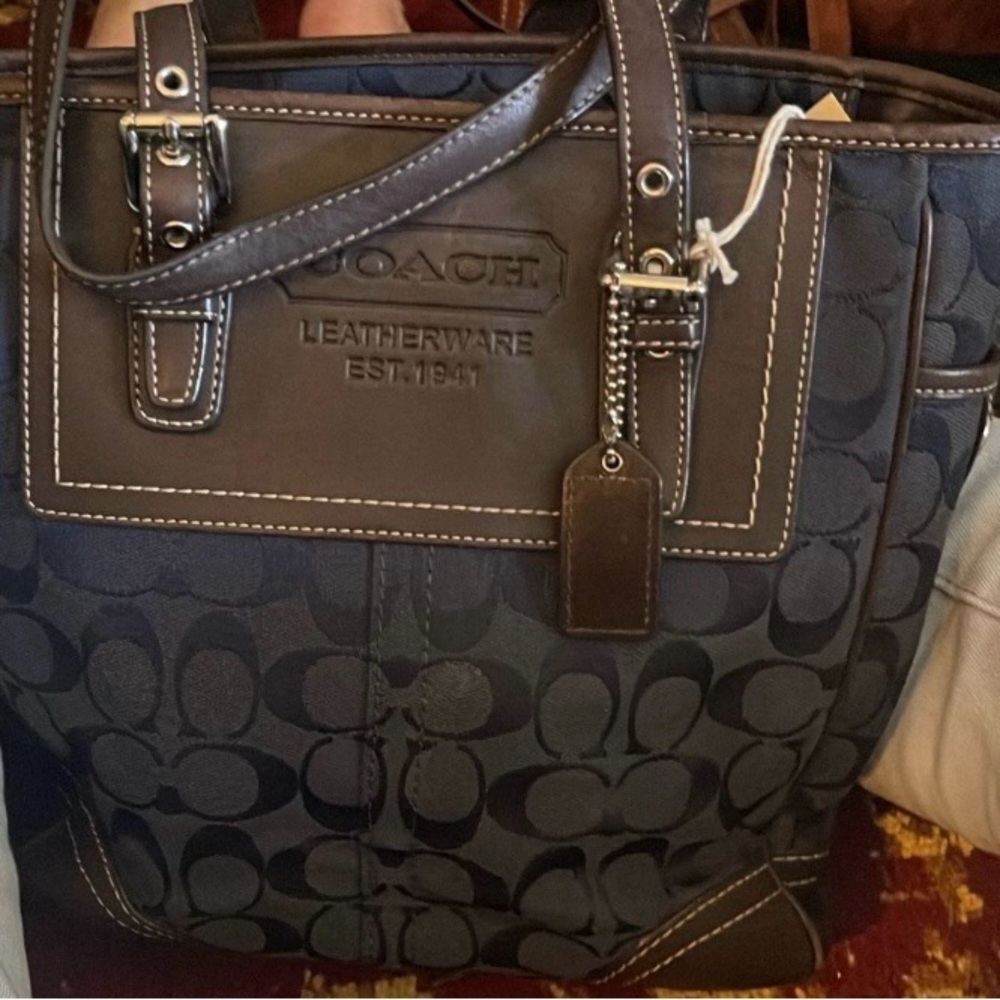 Coach Dark Gray Signature Tote